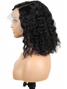 Middle Part Water Wave Lace Front Wig 13x4 Transparent Lace Glueless Wigs Natural Color 150 Density Curly Wig For Women Daily Wear Preplucked With Baby Hair Natural Hairline - Natural Black - View 2