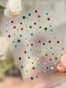 1pc Chain French Style Four-Leaf Clover Nail Stickers, Light Luxury All-Match Nail Art Decals & Nail Accessories - Multicolor - View 8