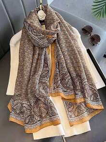 1pc Classic Cashew Print Long Scarf, Vintage Travel Shawl/Hijab