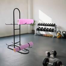 WANLECY Stabilising Ball Rack 2-Layer Exercise Ball Holder, Freestanding Yoga Ball Yoga Mat Storage Rack For Stability Ball Fitness Ball Yoga Mat Sports Balls Rollers Home And Commercial Gym - Black - View 2