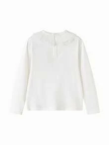Balabala 女童長袖 Polo 衫，休閒時尚風格，舒適混紡面料，適合春季 - 本白 - 查看 2
