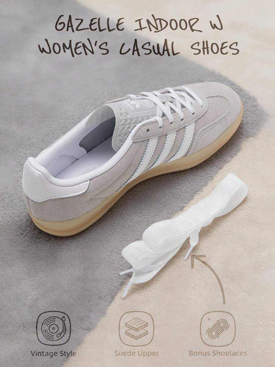 Adidas Originals Zapatillas Adidas Gazelle Indoor W para mujeres - Deportivas casuales ligeras, cómodas y duraderas - Gris claro/blanco/amarillo resina - Ver 1