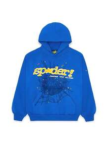 SP5DER Spider Worldwide Tracksuit Hoodie Set Cobweb Spider Style, Letter Print, Hip Hop Hoodie Set,Long Sleeve Fashion Sweatshirt, Hoodie Pant Casual Tracksuit Long Sleeve Athletic Suit, Couple MatchingDesign, Designed For Both Men And Women.Sportswear Set - Blue/hoodie - View 3