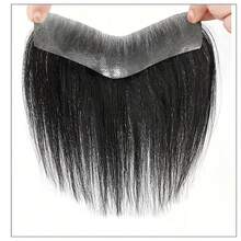 【逼真发际线，手工钩编】4x16英寸全手工钩编男士假发片 - 自然直发6英寸，超薄头皮设计，商务风格假发，适合所有人，耐用手工假发 - 彩色 - 查看 1