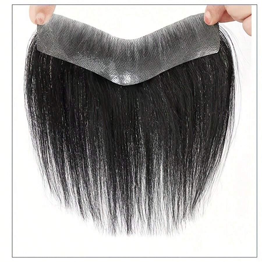 【逼真发际线，手工钩编】4x16英寸全手工钩编男士假发片 - 自然直发6英寸，超薄头皮设计，商务风格假发，适合所有人，耐用手工假发 - 彩色 - 查看 1