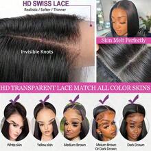 200% Density 34 Inch Straight 5*5 13*4 Lace Front Wigs With Realistic Hairline - Pre Cutting Pre Ironing Pre Pulling HD Transparent Lace Frontal Wigs Glueless Natural Black Color Human Frontal Hair Wigs - Real Hair Brazilian Virgin Straight Lace Front Wigs - Put On And Go No Glue Needed Pre-Plucked Human Blended Hair Wigs Frontal Glueless Weaves Wigs For Women Easily To Wear - Natural & Black - View 10