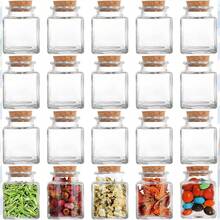 12/24/48个带盖方形玻璃瓶、迷你玻璃罐和多用途小瓶，适用于糖果、药水、香料、DIY工艺品、礼物、生日、婚礼和派对。 - 彩色 - 查看 3