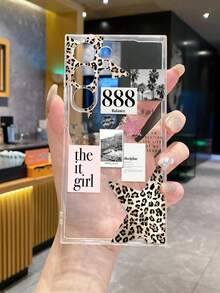 1pc Fashionable Leopard & Star Print Perforated Transparent Protective Phone Case, Compatible With Samsung Galaxy A07/A17/S26/S26 Plus/S26 Ultra, S25/S25 Plus/S25 Ultra, A16/A36/A26/A56/A50/A12/A32/A52/A72/A51/A21S/A13/A14, S24/S24 Plus/S24 Ultra, S20/S23/S22, A53, S20 FE, S21, And Compatible With Xiaomi 11/12 Pro/12/12X/13 Pro/14 Pro/15 Pro/X3 Pro, Redmi 10/9/Note 9/12C/Note 11 Pro/Note 8 Pro/9C/9A, Shockproof Phone Protective Cover - Multicolor - View 4