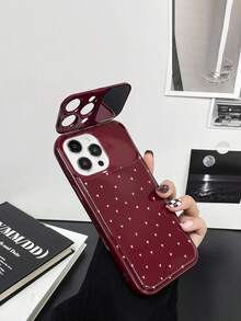 1pc Heart Pattern Shockproof Phone Case With Mirror, Compatible With IPhone 17, 16, 15, 14, 13, 12, 11 Pro Max - Multicolor - View 2
