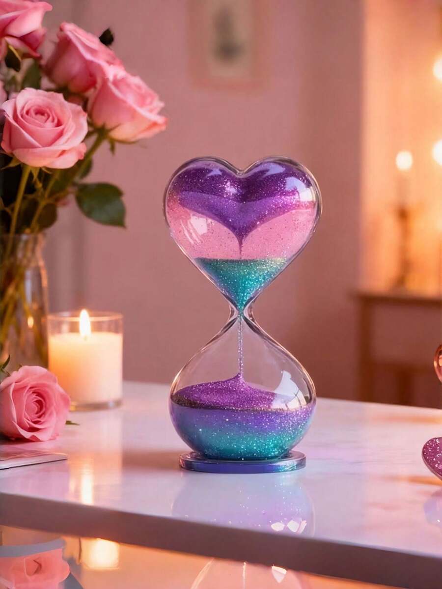 1个2D平面旋转心形漏斗装饰品 - 亚克力现代3D摆件，流动心形，不对称桌面摆件，适合婚礼、周年纪念、情人节礼物、装饰用途 - 彩色 - 查看 1