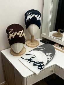 1pc Knitted Beanie Hat, Hip-Hop Style Unisex Warm Cuffed Knit Cap, Fashion Street Skateboard Knitted Hat For Men And Women - Multicolor - View 2