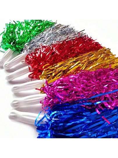 2/6pcs Cheerleading Team Holding Fluffy Ball Ribbon,Dance Performance Props, Square Dance Games Props, For Football, Basketball, Football And Sports Performances, Team Sports, Dance And Cheer Cheer Props