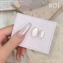 MIANEL 10ml 冬季幸运白玻璃珠猫眼凝胶指甲油，月光灯泡水晶宽猫眼指甲油，冬季美甲用品，超白指甲油，适合婚礼女孩 - 彩色 - 查看 18