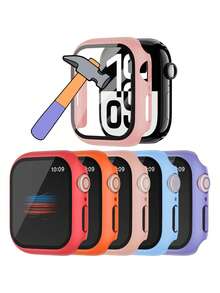 5片装PC+钢化玻璃一体式保护壳，防摔时尚休闲保护套，适用于 40/41/42/44/45/46/49mm，适用于 Ultra/SE/11/10/9/8/7/6/5/4系列，智能手表配件 - 5個顏色 - 查看 13