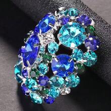 1 Pair Elegant Rhinestone Clip-On Earrings, Suitable For Daily Wear And Gift - Multicolor - View 5