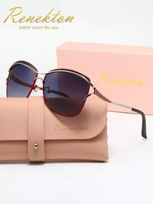 RENEKTON 时尚女士太阳镜，偏光渐变双梁镂空金属猫眼太阳镜，采用TAC材质，轻便耐用，适合驾驶、户外活动、派对、优雅场合、摄影、旅行、休闲等，是送给男士和女士的理想礼物（生日、情人节、夏季、婚礼、斋月），日常及特殊场合皆宜，时尚镜框，佩戴舒适，简约百搭，男女皆宜的礼物之选，高端品牌节日礼品精品太阳镜，夏季套装，礼盒套装，教师节，世界杯 - 彩色 - 查看 1