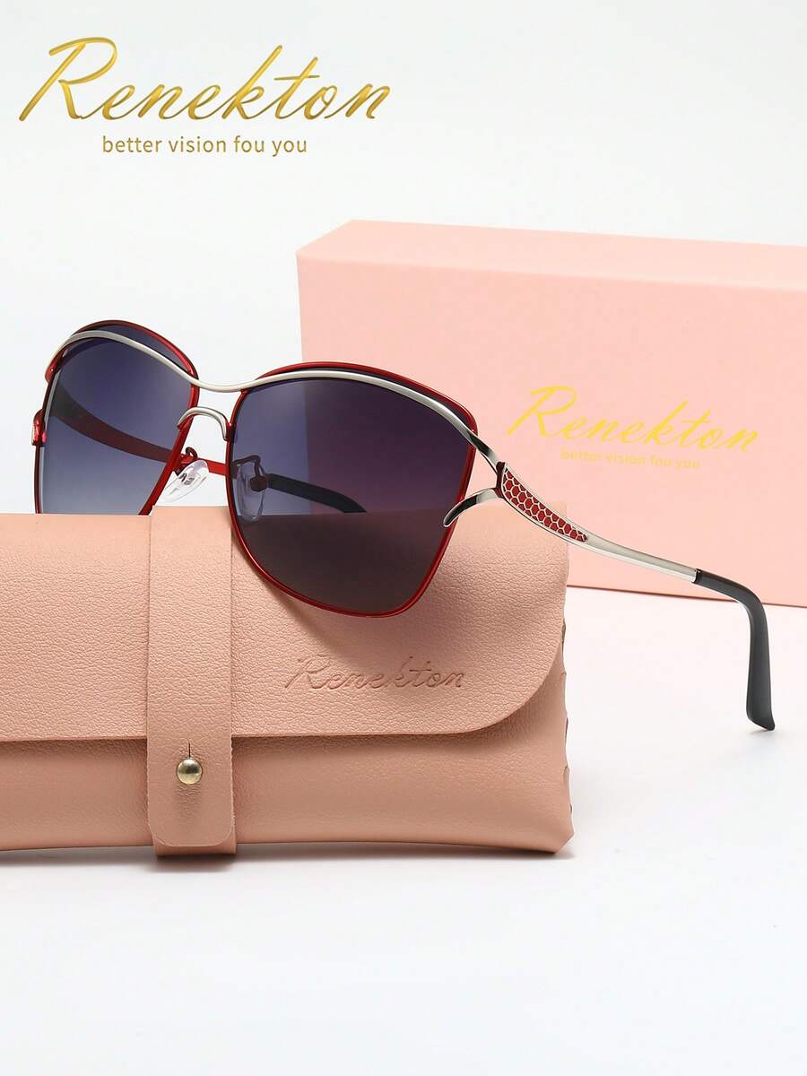 RENEKTON 时尚女士太阳镜,偏光渐变双梁镂空金属猫眼太阳镜,采用TAC材质,轻便耐用,适合驾驶、户外活动、派对、优雅场合、摄影、旅行、休闲等,是送给男士和女士的理想礼物(生日、情人节、夏季、婚礼、斋月),日常及特殊场合皆宜,时尚镜框,佩戴舒适,简约百搭,男女皆宜的礼物之选,高端品牌节日礼品精品太阳镜,夏季套装,礼盒套装,教师节,世界杯 - 彩色 - 查看 1