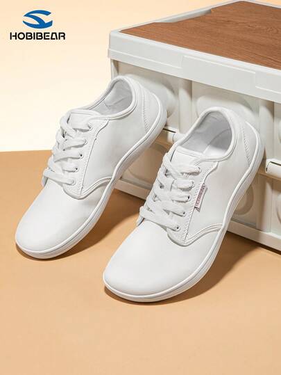 HOBIBEAR Unisex Fashion Sneakers, Soft Sole Comfortable Minimalist Flat Shoes, Lace-Up All Season Couple Fitness Shoes, Suitable For Fitness, Outdoor, Hiking, Cycling