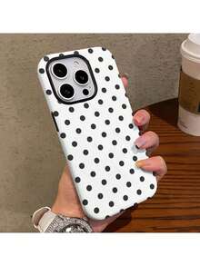 GIIPPA Ốp điện thoại thời trang tối giản chấm bi đen trắng, tương thích với iPhone 17, 16 Pro Max, 15 Pro, 13, 11, 12, XS, 8 Plus, 7, bề mặt bóng, thiết kế 2 trong 1, quà tặng sinh nhật mùa xuân. - trắng - Xem 9