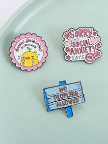 1件/套 “抱歉，我的社交焦虑症说不行”珐琅徽章 哭泣的小鸭 社交聚会幸存者胸针 翻领徽章 珠宝 礼物 送给朋友 - 彩色 - 查看 8