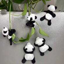 1/3/5/10pcs Cute Soft Panda Magnet Fridge Sticker Decor - Oval Fabric Whiteboard And Refrigerator Decoration, Perfect For Gifts And Storage - Black and White - View 3