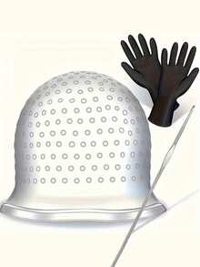 4 peças/5 peças Kit de Ferramentas para Tintura de Cabelo - Ferramentas e Acessórios Profissionais de Penteado, Conjunto Reutilizável de Ferramentas para Tintura de Cabelo com Gancho de Metal e Luvas de Tingimento - Multicolorido - Visão 3