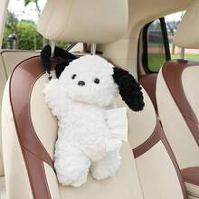 柔软动物造型汽车纸巾盒套，可爱毛绒纸巾盒套，适用于SUV、卡车 - A - 查看 3