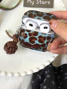 Cheetah,Leopard Print Creative Minimalist Blue & Brown Leopard Print Shock-Proof Earphone Protective Case, Suitable For AirPods 1/2/3/4/Pro/Pro(2nd)/Pro(3rd), Shock-Proof Bluetooth Earphone Protective Case - Brown - View 3