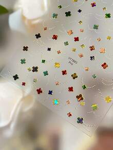 1pc Chain French Style Four-Leaf Clover Nail Stickers, Light Luxury All-Match Nail Art Decals & Nail Accessories - Multicolor - View 12