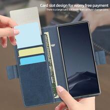 VIETAO Stitched Faux Leather Protective Full Flip Cover Leather Cellphone Case Compatible With Samsung Galaxy Z Fold 5 6 7 Card Slots Shockproof Magnetic Wallet Mobile Phone Case - Blue - View 4