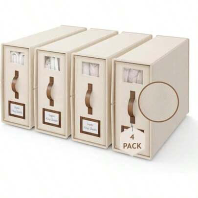 NEW 4 Pcs Caja Organizadora de Tela Oxford para Ropa Plegable Cajas de Almacenamiento con Ventana Transparente y Asa de Cuero Almacenamiento Debajo de la Cama para Ropa de Cama Almohadas