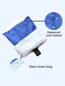 Portable Car Ice Scraper Glove, Soft Lined Mitten With Scraper, Easy To Use For Windshield Window Roof Snow Removal