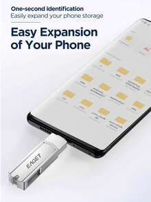 EAGET Ổ đĩa flash USB 3.2 giao diện kép 128GB/256GB, cổng Type-C và USB-A tốc độ cao, tốc độ đọc lên đến 120MB/giây, vỏ hợp kim kẽm màu xám, tương thích với điện thoại thông minh, máy tính, iPad, máy tính bảng để mở rộng dung lượng lưu trữ tức thì. - Bạc - Xem 6