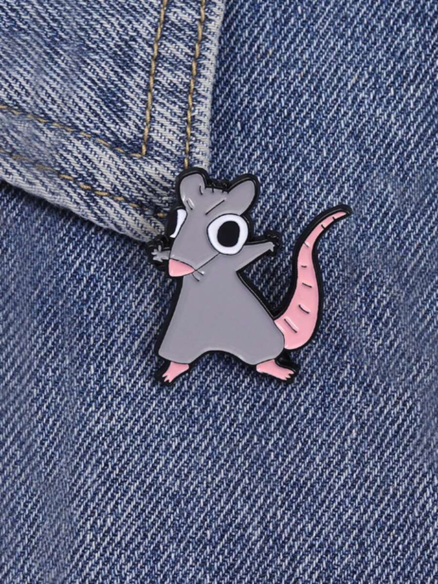 1-Piece Funny Enamel Pin Set: Opossum With "I Cannot 'Live Laugh Love' In These Conditions" Quote & Cartoon Mouse Badge For Backpacks/Clothes