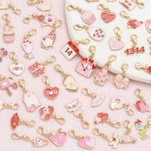 20pcs Valentine's Day Theme Keychain Set | Cupid Heart And Bouquet Alloy Pendant, Random Mixed Surprise Combination | Exquisite Gift Set, Suitable For Holiday Gifts And Party Supplies - Multicolor - View 8