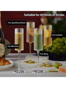 1/3/6/12只装亚克力香槟杯，5.5盎司（155.9克），不易碎，带柄，可重复使用 - 现代优雅，适合情人节、婚礼、派对、周年纪念日、圣诞节、生日等场合 - 透明 - 查看 3