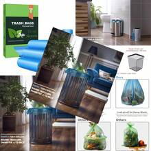 Small Trash Bags 4-6 Gallon Compostable Garbage Bags 4 Gallon Trash Bags Unscented Leak Proof  Bags Wastebasket Liners Bathroom Trash Bags Compost Bags 100 Counts Blue - 藍色 - 查看 1