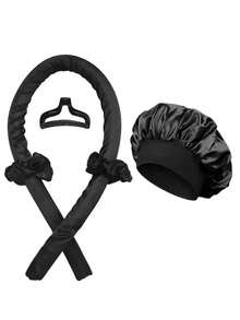 5pcs No-Heat Curling Iron Set, Includes: No-Heat Curling Wand, Satin Sleep Cap, No-Heat Hair Band, Hair Scrunchies, Soft Sleep Cap, Flexible Styling Tool, Suitable For Women With Long Hair To Create Wavy Hairstyles - Multicolor - View 7