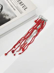 1pc Bohemian Geometric Round Beaded Crystal Inlaid Fashion Women Tassel Brooch, Luxurious Casual Party Couple Wedding Holiday Versatile Charm Jewelry Brooch Gift