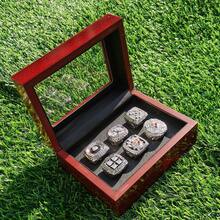 SILVER STYLE GIFT SET PITTSBURGH RUGBY 1974-75 1978-79 2005 2008 6-TIMES WORLD CHAMPIONSHIP RING, 6 RINGS SET WITH 6-HOLE WOODEN DISPLAY BOX PACKAGING, HOLIDAY GIFT FOR BASEBALL FANS - Silver - View 2