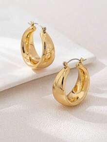 Metal Hoop Earrings - vàng - Xem 4