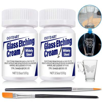 200g/100g glasetsstartkrämkit för invecklade designer, etsningskonstkräm etsningspasta DIY-konsthantverksmaterial Skapa permanent fantastiska etsade designer för speglar, fönster och glas.