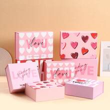 浪漫心形礼盒套装 - 粉色底红色爱心图案及爱情语录，适用于情人节、周年纪念日及求婚 - 彩色 - 查看 3