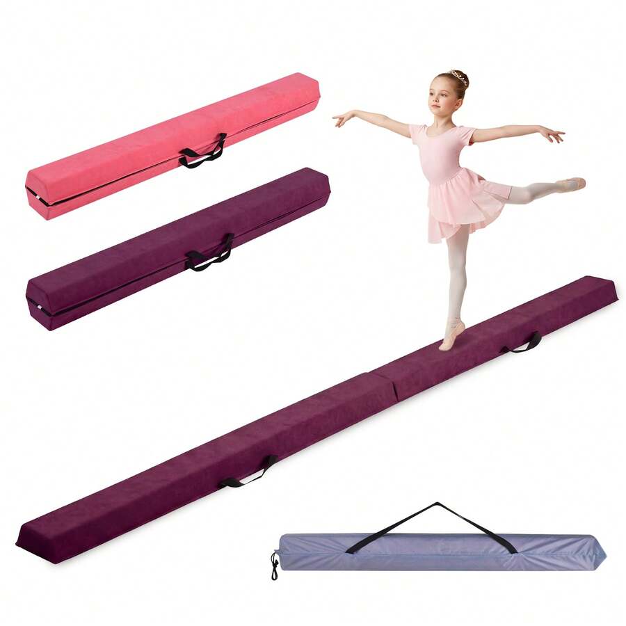 Advwin Folding Balance Beam For Kids, 8FT Gymnastics Equipment With Carry Bag For Home Training School, 70kg Capacity, Purple - Purple - View 1