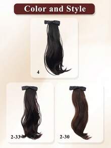 Women's Fashion Cute Bowknot Banana Clip Hairclip Synthetic Curly Wavy Long Hair Extension, Bowknot Ponytail Heat Resistant Fiber Hair Wig Hair Accessories, A Gift Suitable For All Seasons, Valentine's Day Hair Clips, Student Supplies, Elegant, Preppy Style, Bowknots, Hair Accessories - Multicolor - View 4