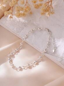 1件女士镂空串珠手链，时尚镀银精致圆球手链 - 銀色 - 查看 10