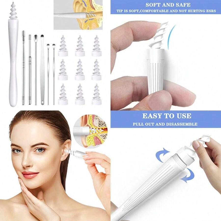 Ear Wax Removal 2025 Q-Grips Ear Wax Removal Tool Reusable And Washable Replacement Soft Silicone Tips For Cleaner Earwax Ear Wax Removal Kit Contains 7 Types Of Ear Cleaner Tools White - As Pic - View 1