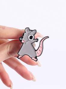 1-Piece Funny Enamel Pin Set: Opossum With "I Cannot 'Live Laugh Love' In These Conditions" Quote & Cartoon Mouse Badge For Backpacks/Clothes - Multicolor - View 3