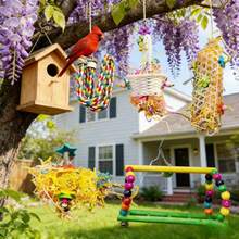 Giocattolo colorato per uccelli con campanelli, trespolo in corda per pappagalli da masticare, strappare, frugare, adatto anche come altalena, giocattolo per arrampicarsi, stare in piedi e appendere, accessorio per gabbia di pappagalli, adatto per cocorite, conuri, inseparabili, ecc. - Multicolore - Visualizzare 7