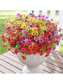 4/8 قطعة من الزهور الحريرية الاصطناعية الملونة، الأقحوان، الكينا، زهرة الصباح، مقاومة للأشعة فوق البنفسجية، مناسبة للديكور الخارجي، الحديقة، الشرفة، الممر، الشرفة، الزفاف، الباقات، الصيف، ديكور المنزل، غرفة المعيشة، غرفة النوم، طاولة، الحائط، حشو الفازات، هدايا عيد الميلاد والتخرج - متعدد الألوان - مشاهدة 7